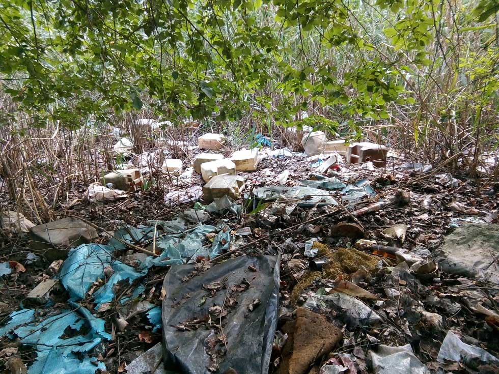 Békéscsaba helyi védettségű területén illegális hulladéklerakat. / Fotó: hulladekvadasz.hu
