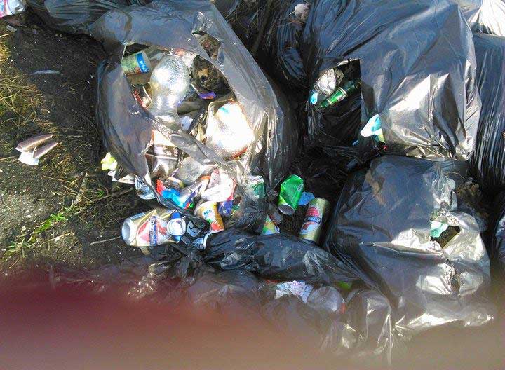 A zsákokban kommunális hulladék is található. / Fotó: hulladekvadasz.hu