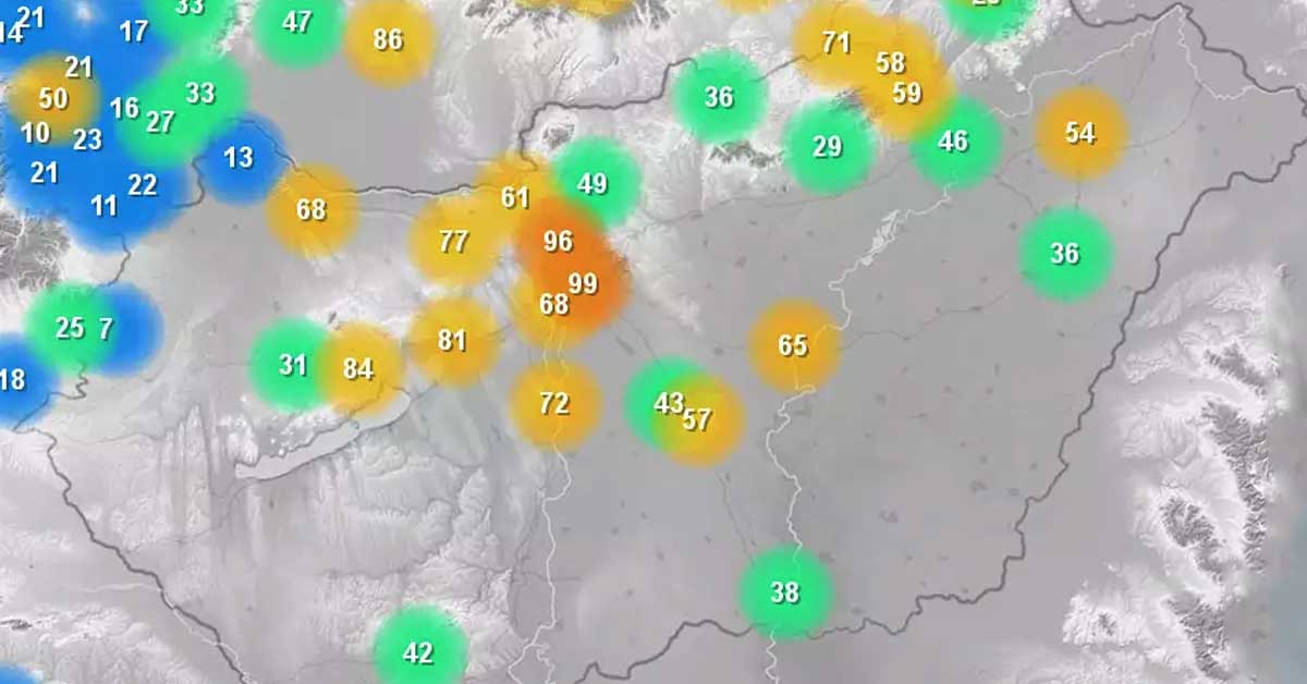 Magyarországon Budapesten, Putnokon, Miskolcon, a Sajó-völgyében általában a legrosszabb a levegő. / Fotó: idokep.hu